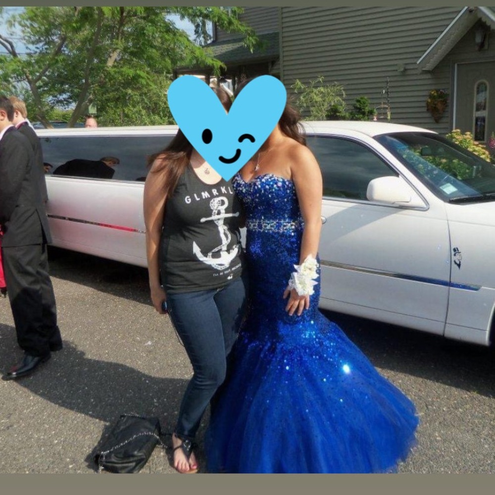 Blue Sequined Mermaid Prom Dress size 6